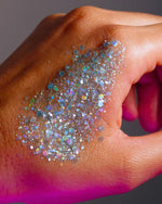 Meilleures paillettes biodégradables transparentes, translucides bleu ciel.